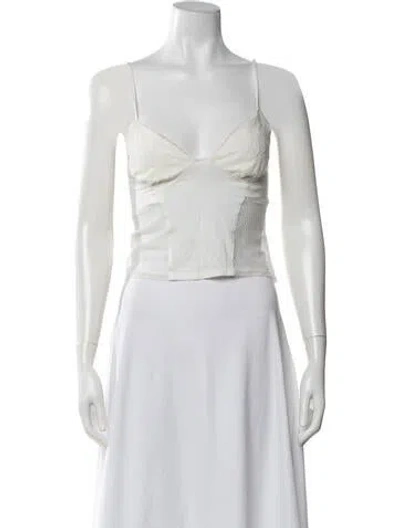 Pre-owned Twp V-neck Sleeveless Crop Top In White