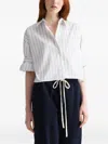 Twp 스트라이프 크롭 셔츠 In White