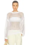 Twp Wide Crewneck Long Sleeve Pullover Sweater In White