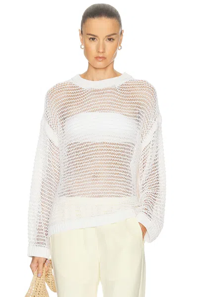 Twp Wide Crewneck Long Sleeve Pullover Sweater In White