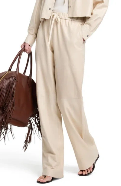 Twp Wide Leg Leather Pants In White