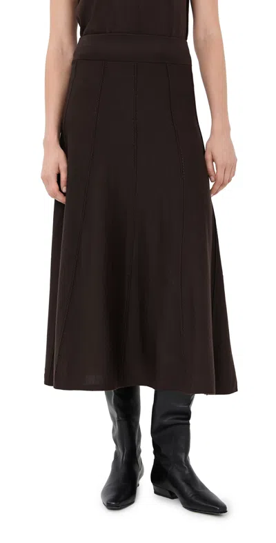 Twp Willow Paneled Ribbed Wool-blend Midi Skirt In Black