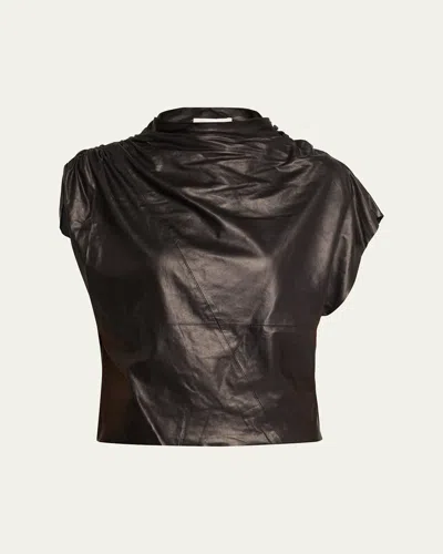 Twp Wish You Would Draped Leather Blouse