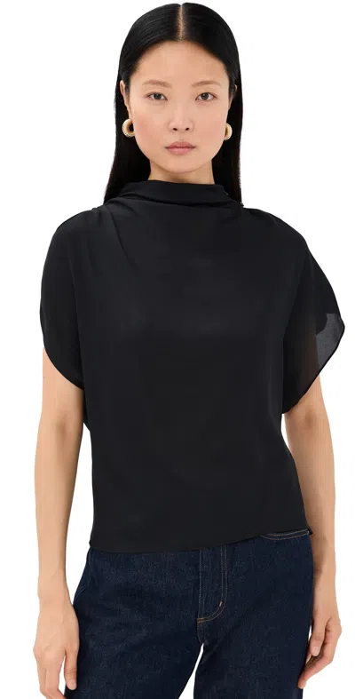 Twp Wish You Would Draped Stretch-silk Georgette Top In Black