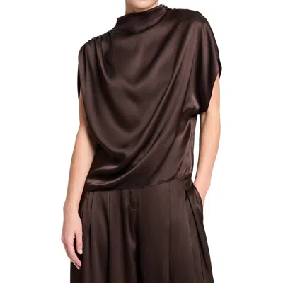 Twp Wish You Would Stretch Silk Top In Brown