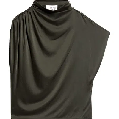 Twp Wish You Would Stretch Silk Top In Green
