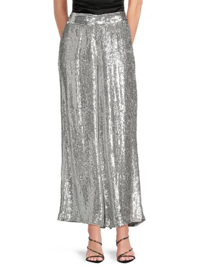 Twp Women's Adieu Sequin Flare Pants In Silver