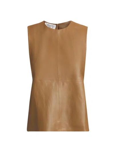 Twp Women's Apron Leather Tunic Top In Brown