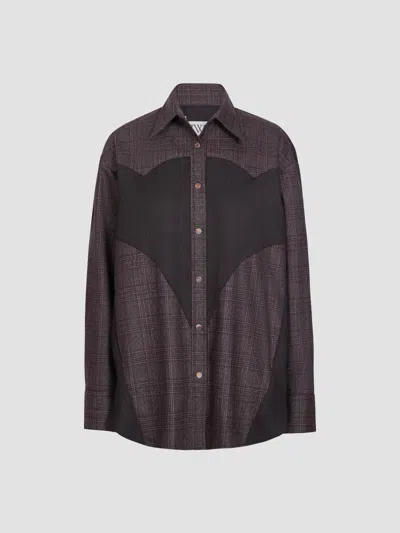 Twp Women's Austin Patchwork Wool-blend Shirt In Burgundy
