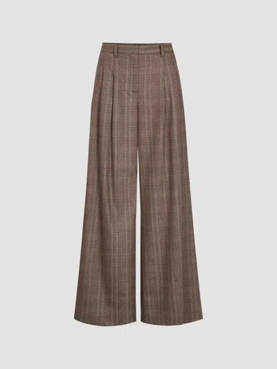 Twp Women's Avery Plaid Wool-blend Pants In Brown Multi