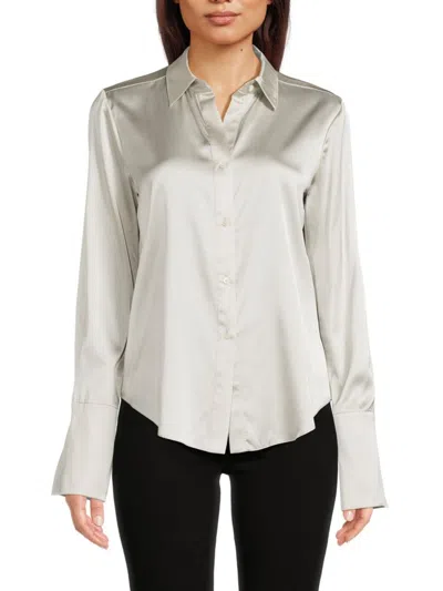 Twp Women's Bessette Stretch Silk Charmeuse Shirt In Platinum
