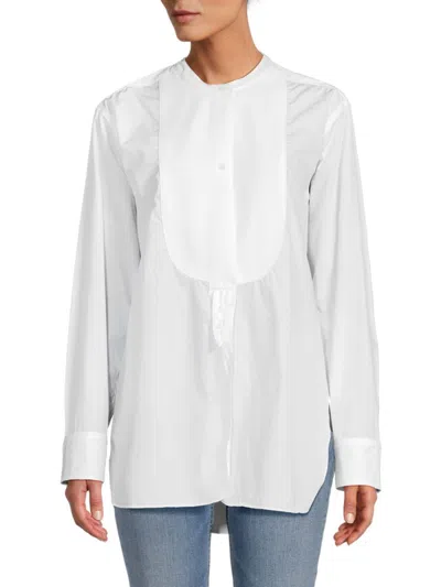 Twp Women's Bib Collar Button Down Shirt In White