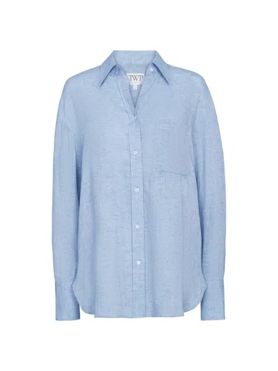 Twp Women's Big Joe Poplin Button-front Shirt In Blue