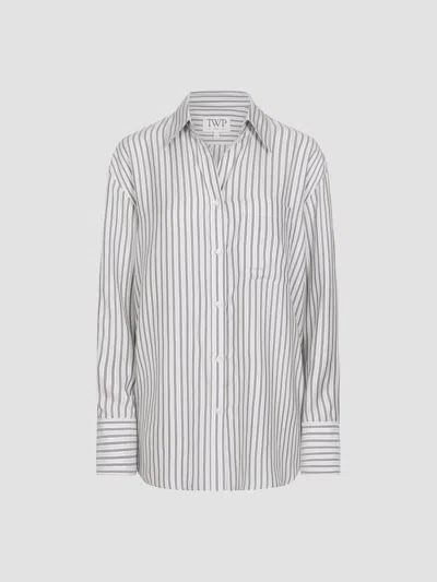 Twp Women's Big Joe Silk Shirt In Ivory Turkish Coffee