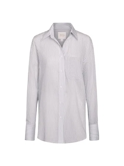 Twp Women's Big Joe Stripe Cotton-silk Shirt In Gray