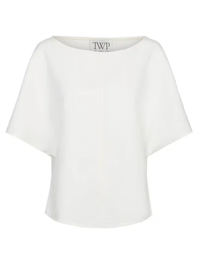 Twp Women's Boatneck Cotton-linen Top In White