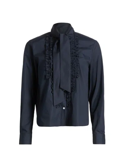 Twp Women's Connor Ruffle Cotton Blouse In Blue