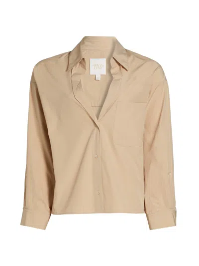 Twp Women's Day After Cotton Button-front Shirt In Neutral