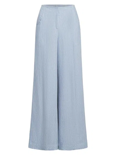 Twp Eve Pj Striped Satin Wide-leg Pants In Blue
