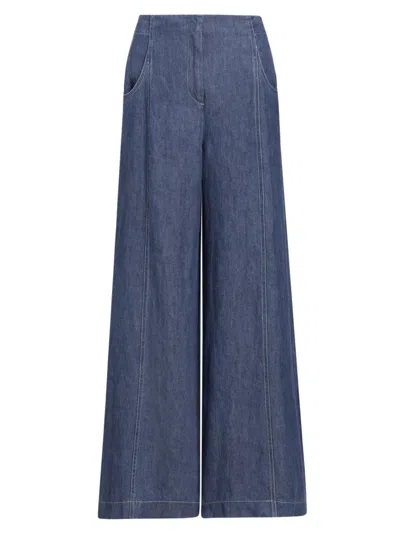 Twp Women's Demie Hemp Wide-leg Trousers In Medium Indigo