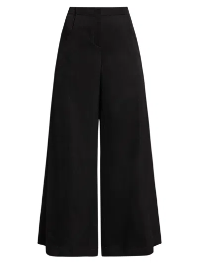Twp Women's Demie Linen-blend Straight-leg Pants In Black