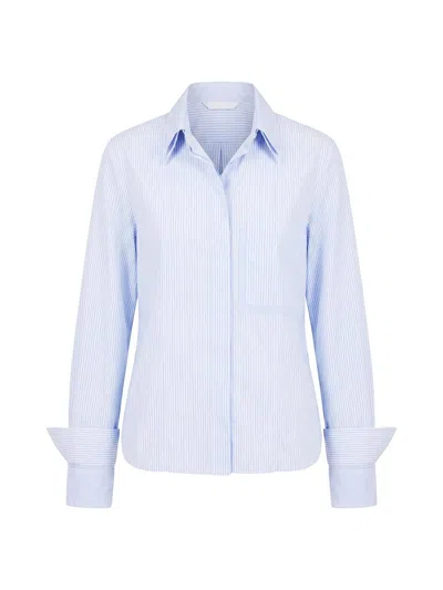 Twp Women's Double Layer Cotton Button-front Shirt In Blue