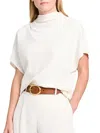 Twp Draped Satin Blouse In White
