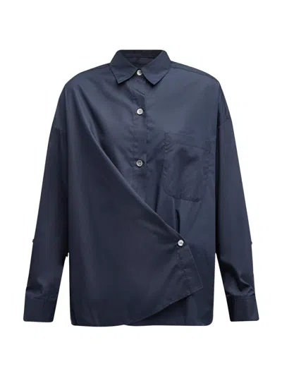 Twp Women's Earl Foldover Button-front Shirt In Dark Blue
