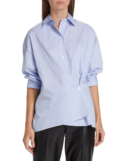 Twp Women's Earl Striped Asymmetric Shirt In French Blue