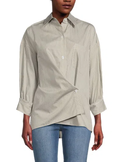 Twp Women's Earl Striped Shirt In White Dark