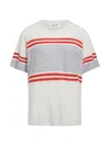 Twp Engineered Stripe Cashmere T-shirt In Gray