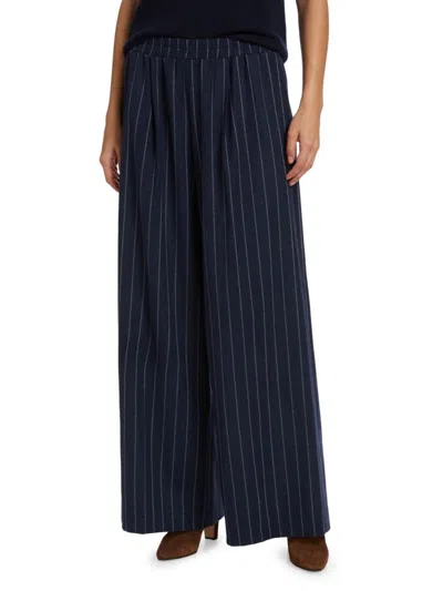 Twp Women's Eva Pinstriped Stretch-wool Pants In Blue