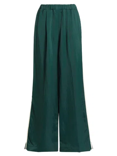 Twp Women's Eva Side-stripe Linen-blend Wide-leg Pants In Green