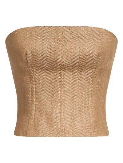 Twp Women's Jillian Chevron Linen-blend Bustier In Green