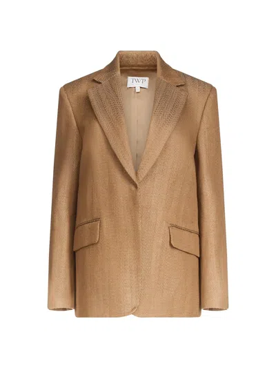 Twp Women's Jillian Herringbone Linen-blend Blazer In Brown