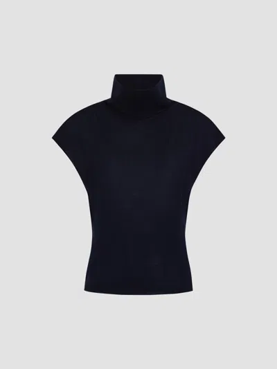 Twp Women's Merino Wool Turtleneck Top In Black