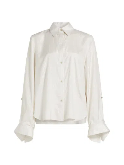 Twp The New Morning After Silk Stripe Button-front Shirt In White Multi