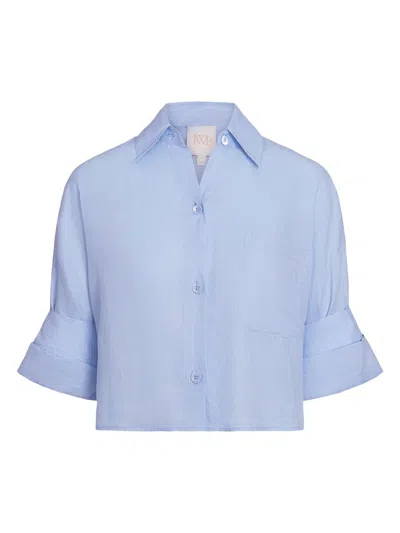 Twp Women's Next Ex Cotton-silk Button-front Shirt In Blue