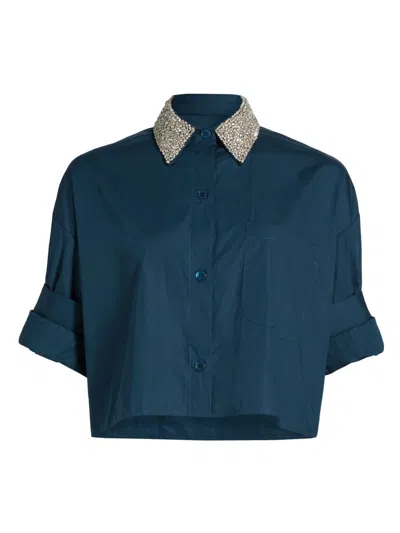 Twp Women's Next Ex Crystral Collar Shirt In Blue