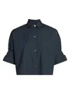 Twp Women's Next Ex Poplin Cropped Shirt In Blue