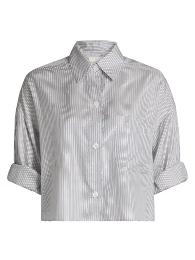 Twp Women's Next Striped Metallic Silk Shirt In Gray