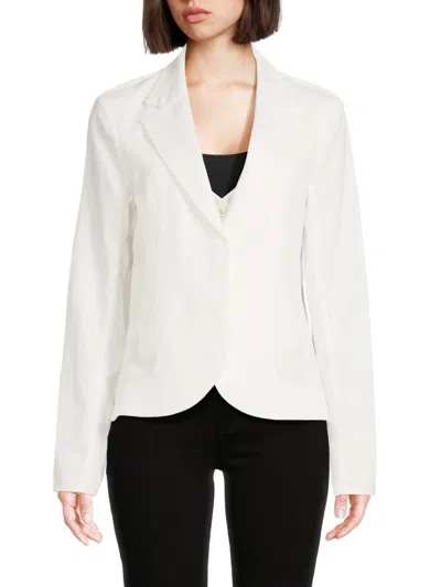 Twp Women's Notch Lapel Linen Blend Blazer In White