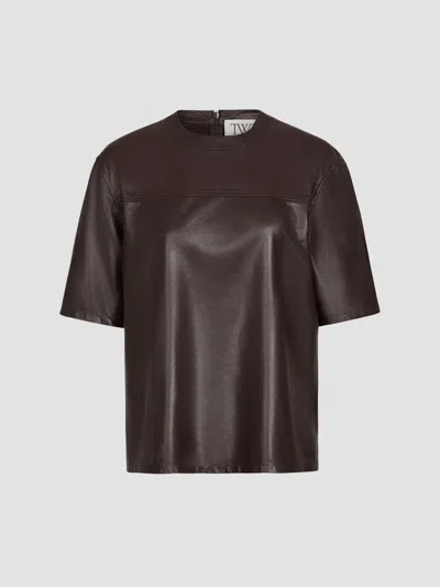 Twp Women's Oversized Leather T-shirt In Dark Chocolate