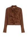 Twp Patti Ruffle Button-front Shirt In Brown