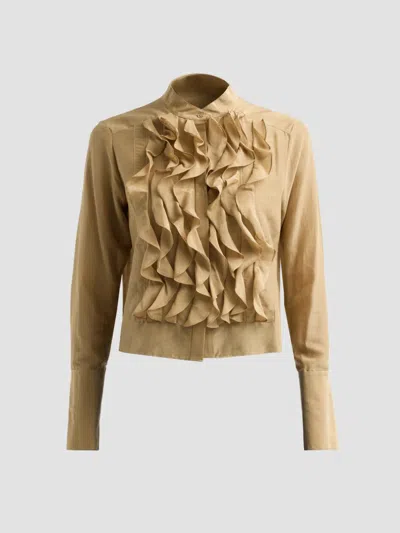 Twp Women's Patti Ruffle Cotton-silk Blouse In Kelp