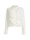 Twp Patti Ruffle Button-front Shirt In White