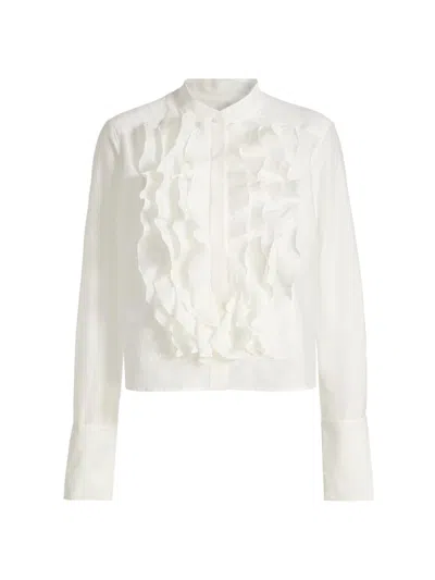 Twp Women's Patti Ruffled Cotton-silk Blouse In White