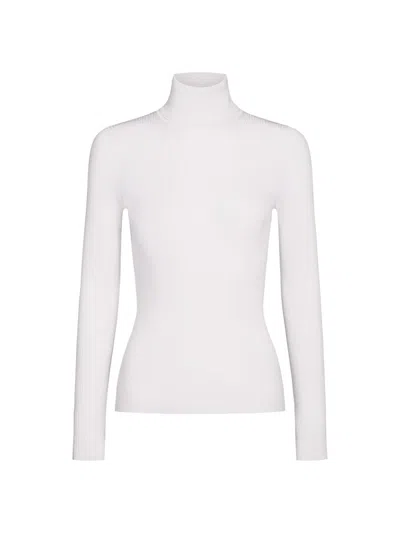 Twp Women's Rib-knit Wool Turtleneck In White