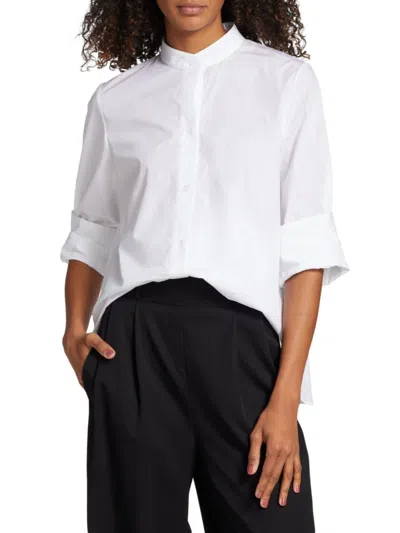 Twp Women's Next Ex Shadow Striped Cotton Crop Shirt In White
