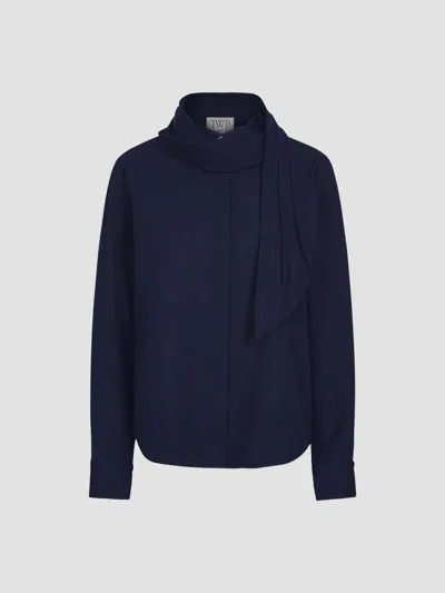 Twp Women's Sash Cotton Shirt In Blue
